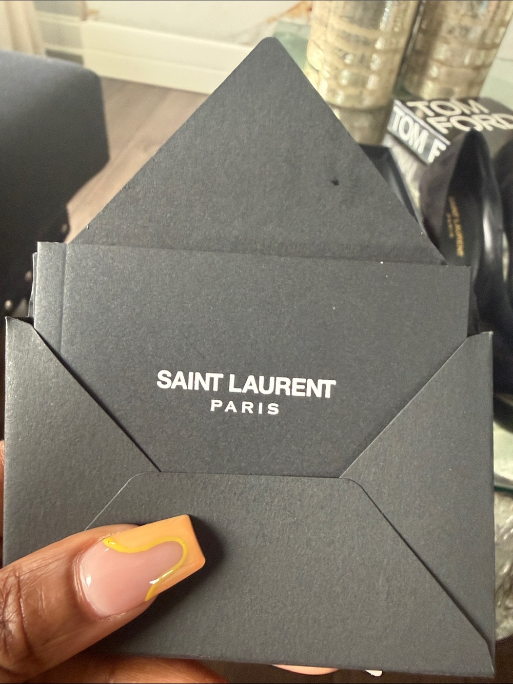 Saint Laurent Black Cashmere Pointed Toe Pump with Turquoise Accent Stone - Picture 9 of 12